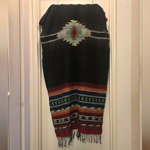 H&M Aztec Shawl Black/Multi-Colored. One Size Fits All.